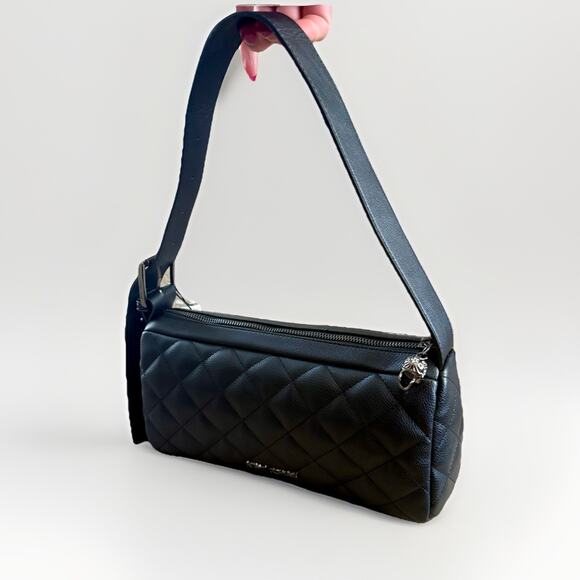 BETSEY JOHNSON Skull Studs BLK LTR Quilted Hobo Shoulder Bag Halloween Goth Y2K - Picture 10 of 16